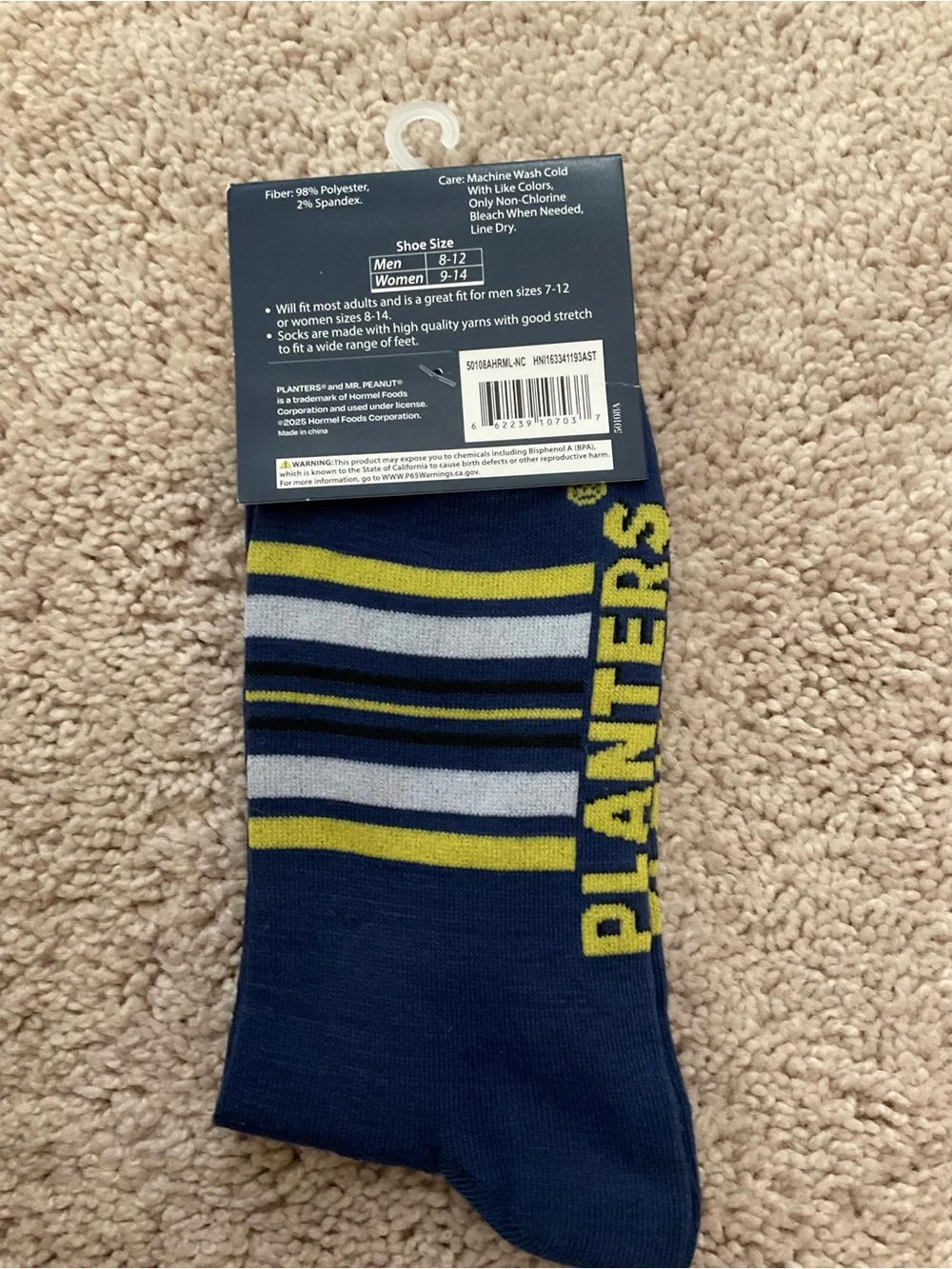 Planters Men's Navy Mr. Peanut Crew Socks - 'That's One Charming Nut'
